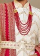 Art Silk Groom Sherwani In Off White Color